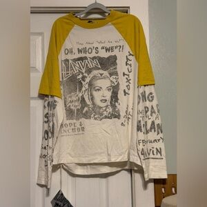 Lanvin x Future Layered Cotton T-Shirt White and Yellow Graphic Shirt